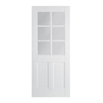 White Primed Canterbury Glazed Internal Door Wooden Timber -...